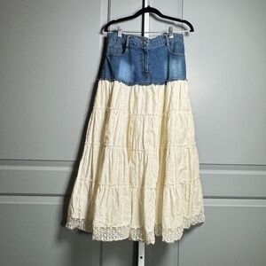 Half Moon Bay Jean & Lace Skirt Sz S